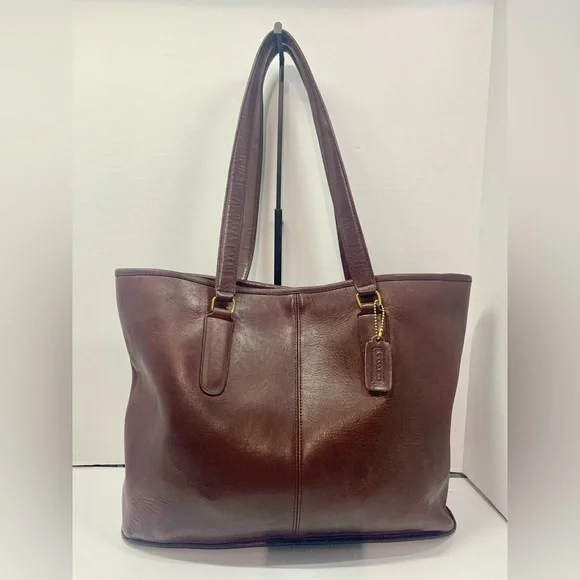 Coach Vintage NYC Marketing Tote Glove Tanned Leather Burgundy Shopper 1980’s - Picture 2 of 12